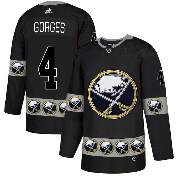 Men's Buffalo Sabres #4 Josh Gorges Black Team Logos Adidas Fashion Jersey