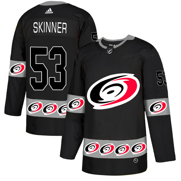 Men's Carolina Hurricanes #53 Jeff Skinner Black Team Logos Adidas Fashion Jersey