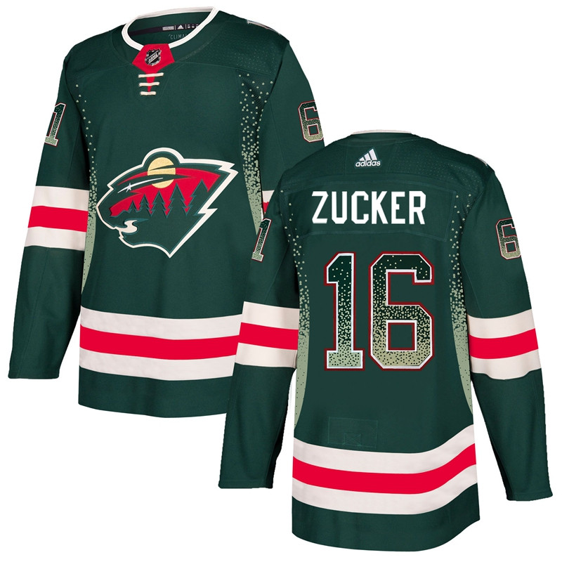 Men's Minnesota Wild #16 Jason Zucker Green Drift Fashion Jersey