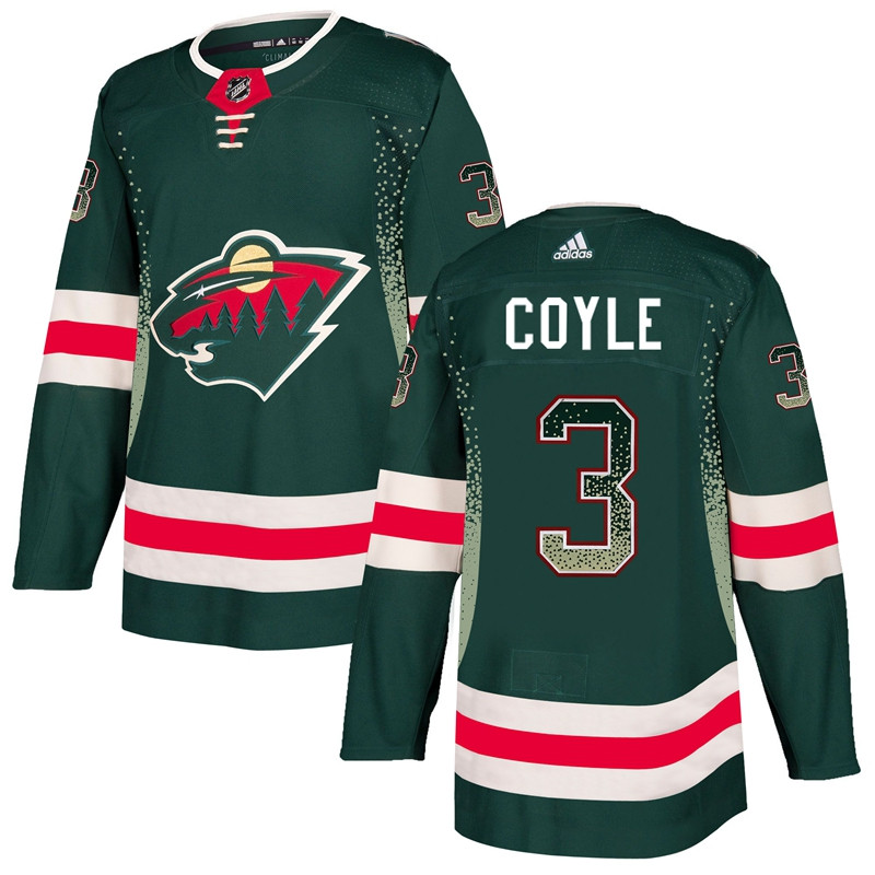 Men's Minnesota Wild #3 Charlie Coyle Green Drift Fashion Jersey