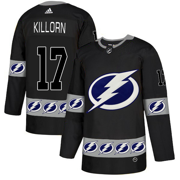 Men's Tampa Bay Lightning #17 Alex Killorn Black  Team Logos Adidas Fashion Jersey