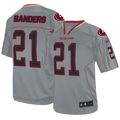 Men's 49ers #21 Deion Sanders Lights Out Grey Nike Stitched NFL Elite Jersey