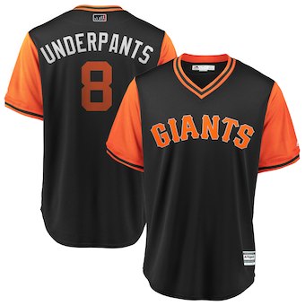 San Francisco Giants #8 Hunter Pence Underpants Majestic Black Men's 2018 Players' Weekend Cool Base Jersey