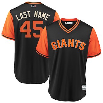 San Francisco Giants #45 Derek Holland Last Name Majestic Black Men's 2018 Players' Weekend Cool Base Jersey