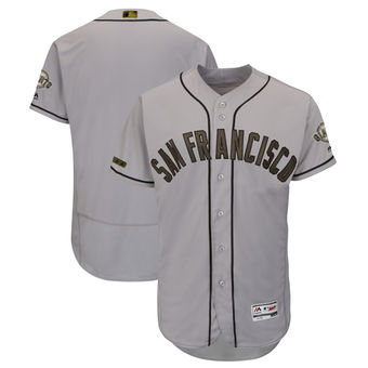 San Francisco Giants Blank Majestic Gray Men's 2018 Memorial Day Authentic Collection Flex Base Team Jersey