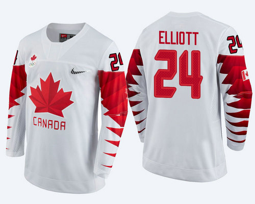 Men's Canada Team #24 Stefan Elliott White 2018 Winter Olympics Jersey