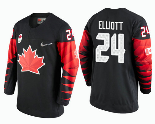 Men's Canada Team #24 Stefan Elliott Black 2018 Winter Olympics Jersey