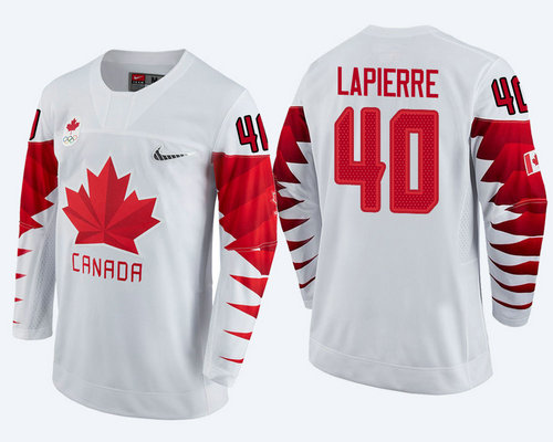 Men's Canada Team #40 Maxim Lapierre White 2018 Winter Olympics Jersey