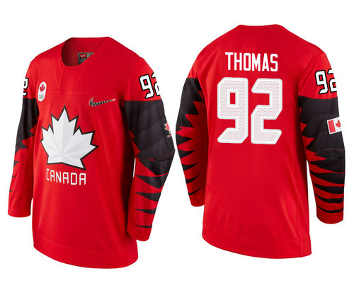 Men's Canada Team #92 Christian Thomas Red 2018 Winter Olympics Jersey