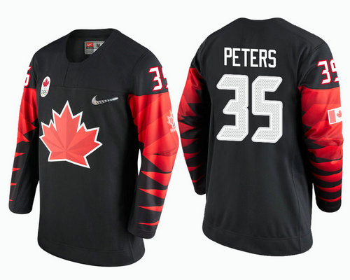 Men's Canada Team #35 Justin Peters Black 2018 Winter Olympics Jersey