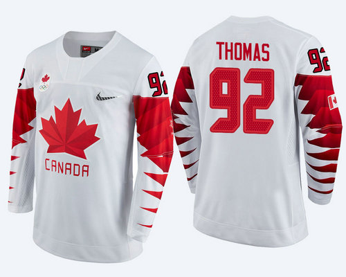 Men's Canada Team #92 Christian Thomas White 2018 Winter Olympics Jersey