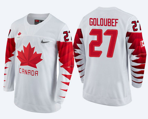Men's Canada Team #27 Cody Goloubef White 2018 Winter Olympics Jersey