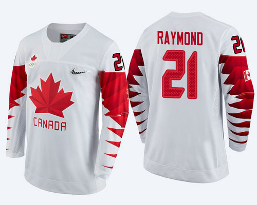 Men's Canada Team #21 Mason Raymond White  2018 Winter Olympics Jersey