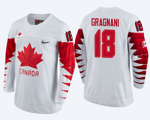 Men's Canada Team #18 Marc-Andre Gragnani White 2018 Winter Olympics Jersey