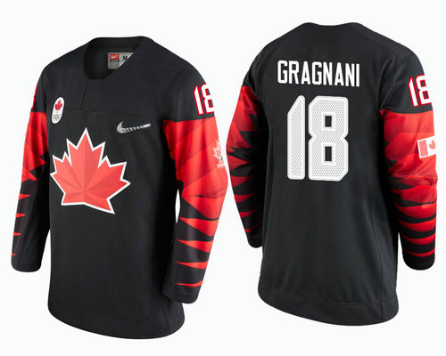 Men's Canada Team #18 Marc-Andre Gragnani Black 2018 Winter Olympics Jersey