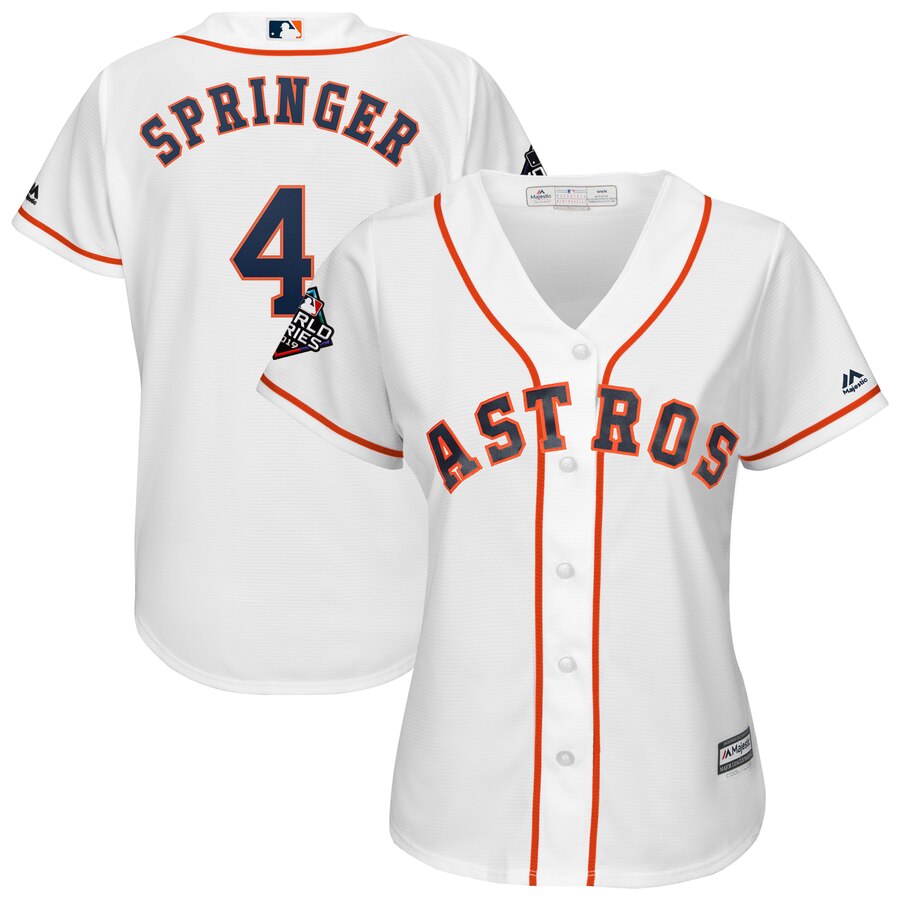Astros #4 George Springer White Women 2019 World Series Bound Cool Base Jersey