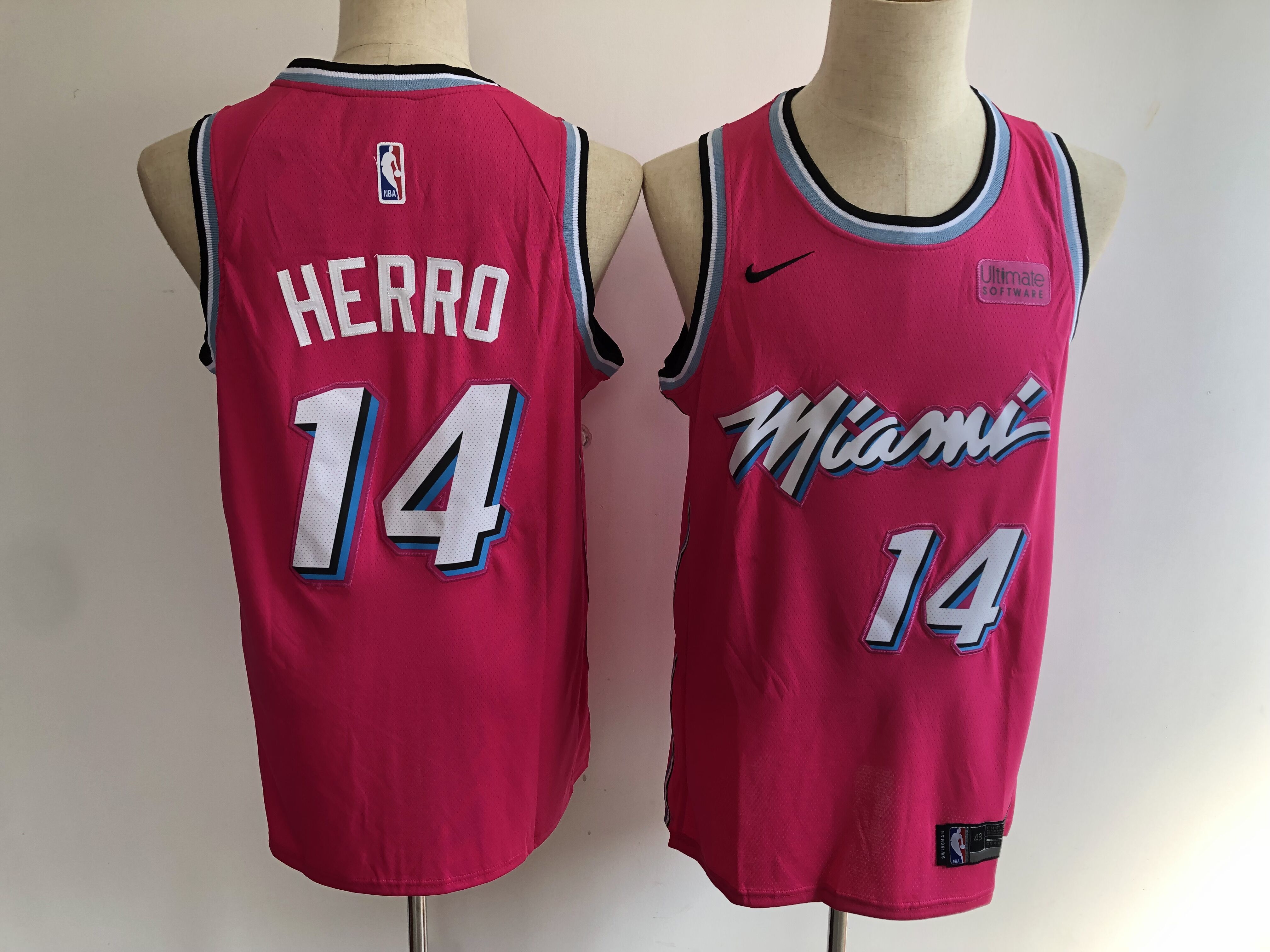 Heat 14 Tyler Herro Pink City Edition Nike Swingman Jersey