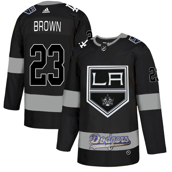 LA Kings With Dodgers #23 Dustin Brown Black Adidas Jersey