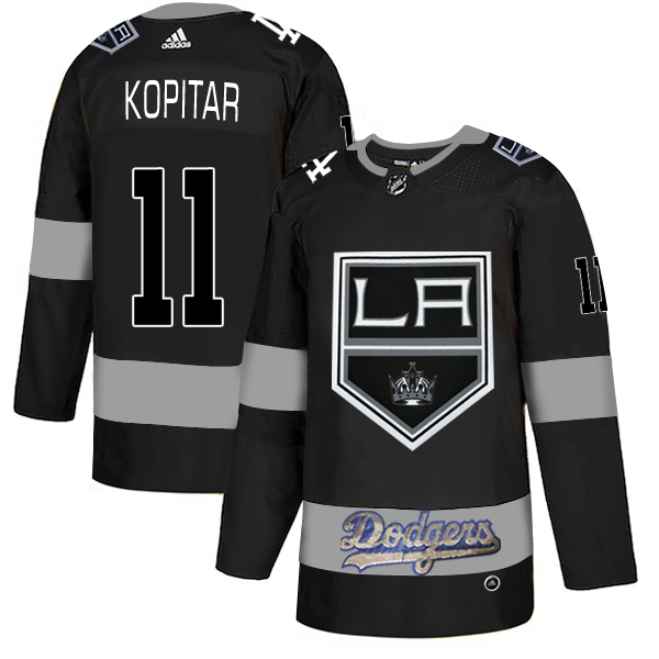 LA Kings With Dodgers #11 Anze Kopitar Black Adidas Jersey