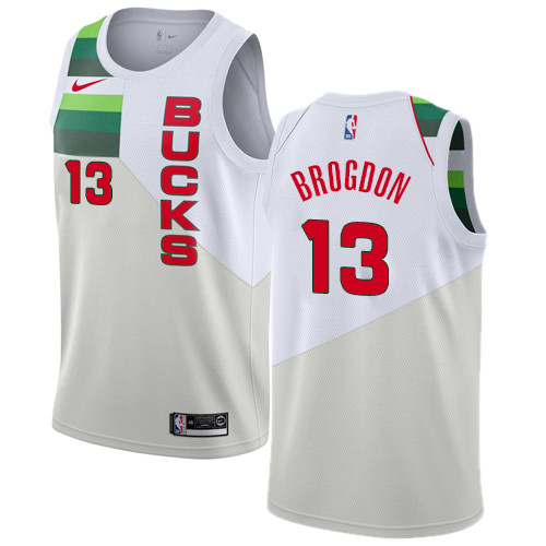 Nike Bucks #13 Malcolm Brogdon White NBA  Swingman Earned Edition Jersey