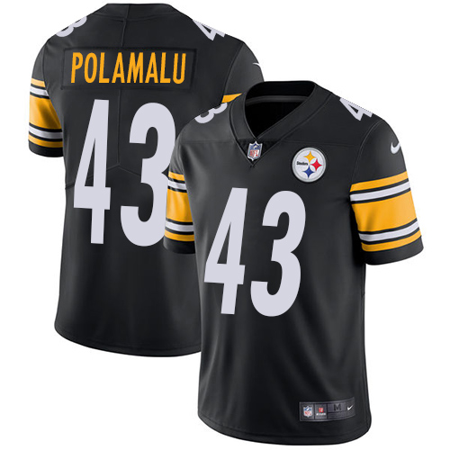 Youth Nike Steelers 43 Troy Polamalu Black Vapor Untouchable Player Limited Jersey