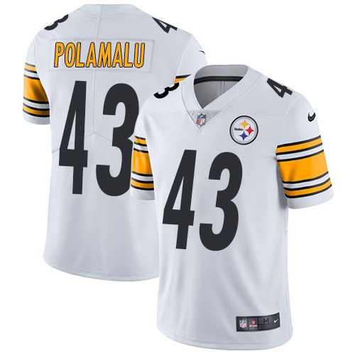 Youth Nike Steelers 43 Troy Polamalu White Vapor Untouchable Player Limited Jersey