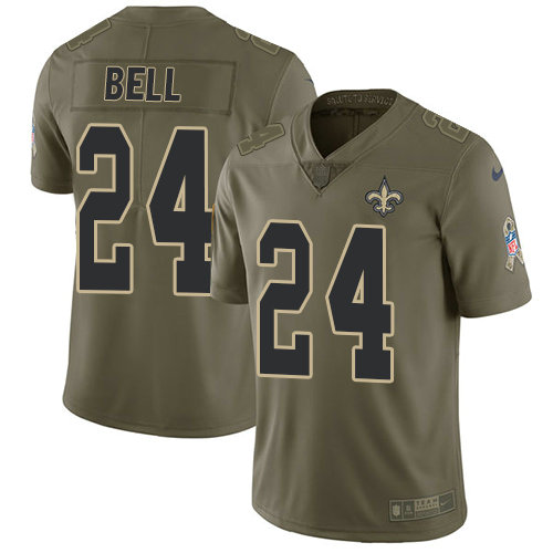 Youth Nike Saints #24 Vonn Bell Olive Stitched NFL Limited 2017 Salute To Service Jersey