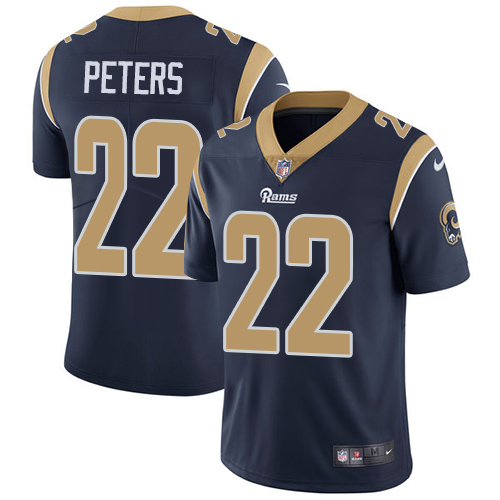 Youth Nike Rams #22 Marcus Peters Navy Blue Team Color Stitched NFL Vapor Untouchable Limited Jersey
