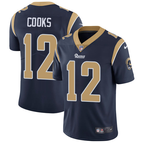Youth Nike Rams #12 Brandin Cooks Navy Blue Team Color Stitched NFL Vapor Untouchable Limited Jersey