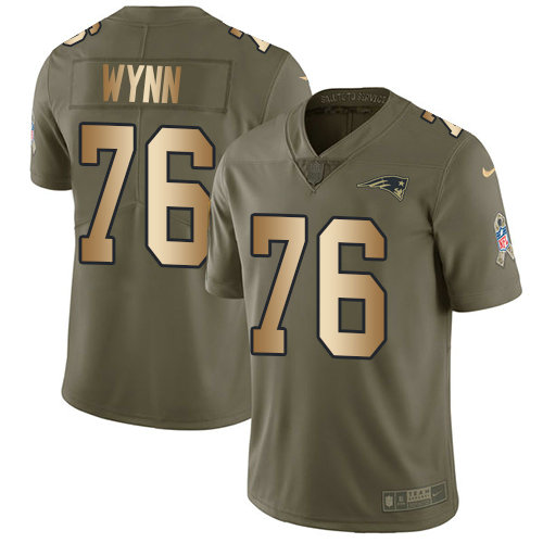 Youth Nike Patriots #76 Isaiah Wynn Olive Gold Stitched NFL Limited 2017 Salute to Service Jersey