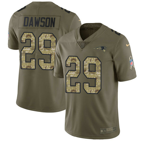 Youth Nike Patriots #29 Duke Dawson Olive Camo Stitched NFL Limited 2017 Salute To Service Jersey