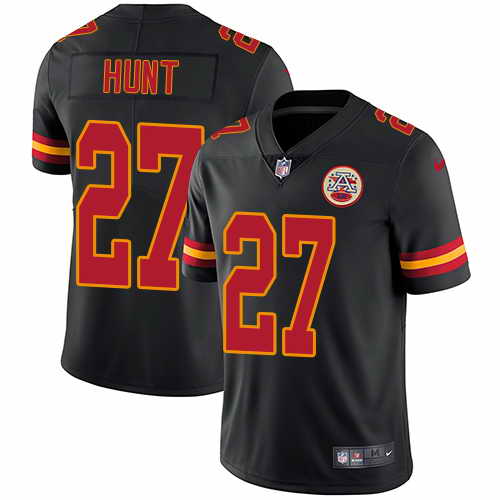 Youth Nike Chiefs #27 Kareem Hunt Black Color Rush Limited Jersey