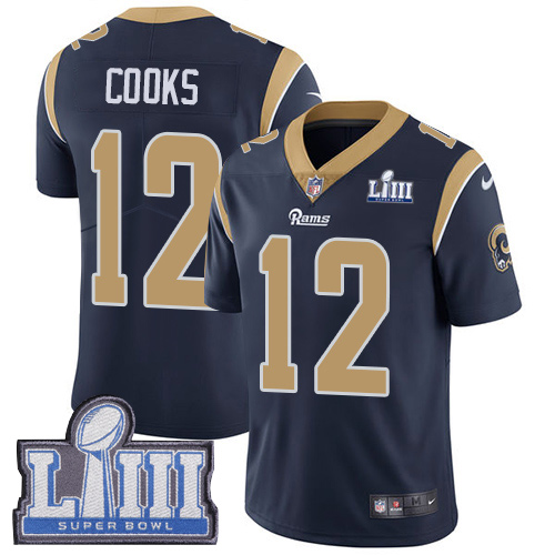 Nike Rams #12 Brandin Cooks Navy 2019 Super Bowl LIII Vapor Untouchable Limited Jersey