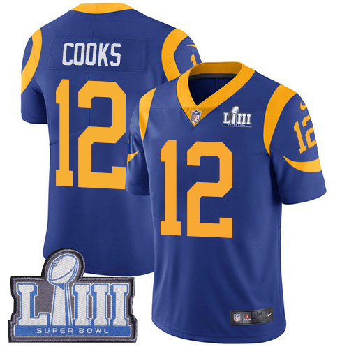 Nike Rams #12 Brandin Cooks Royal Youth 2019 Super Bowl LIII Vapor Untouchable Limited Jersey