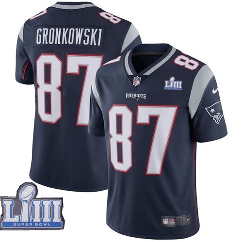 Nike Patriots #87 Rob Gronkowski Navy Youth 2019 Super Bowl LIII Vapor Untouchable Limited Jersey