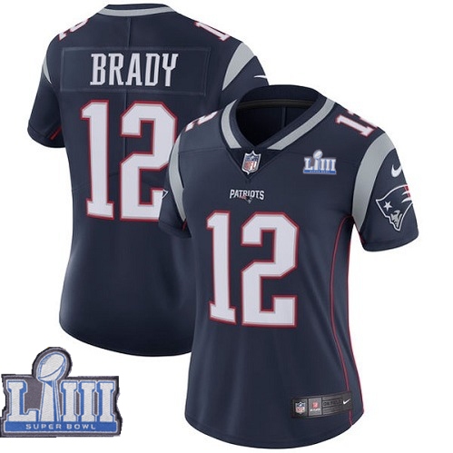 Nike Patriots #12 Tom Brady Navy Women 2019 Super Bowl LIII Vapor Untouchable Limited Jersey
