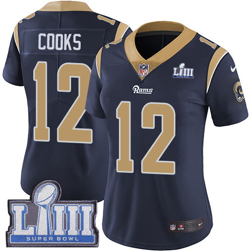 Nike Rams #12 Brandin Cooks Navy Women 2019 Super Bowl LIII Vapor Untouchable Limited Jersey