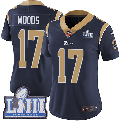 Nike Rams #17 Robert Woods Navy Women 2019 Super Bowl LIII Vapor Untouchable Limited Jersey