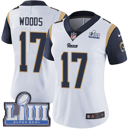 Nike Rams #17 Robert Woods White Women 2019 Super Bowl LIII Vapor Untouchable Limited Jersey