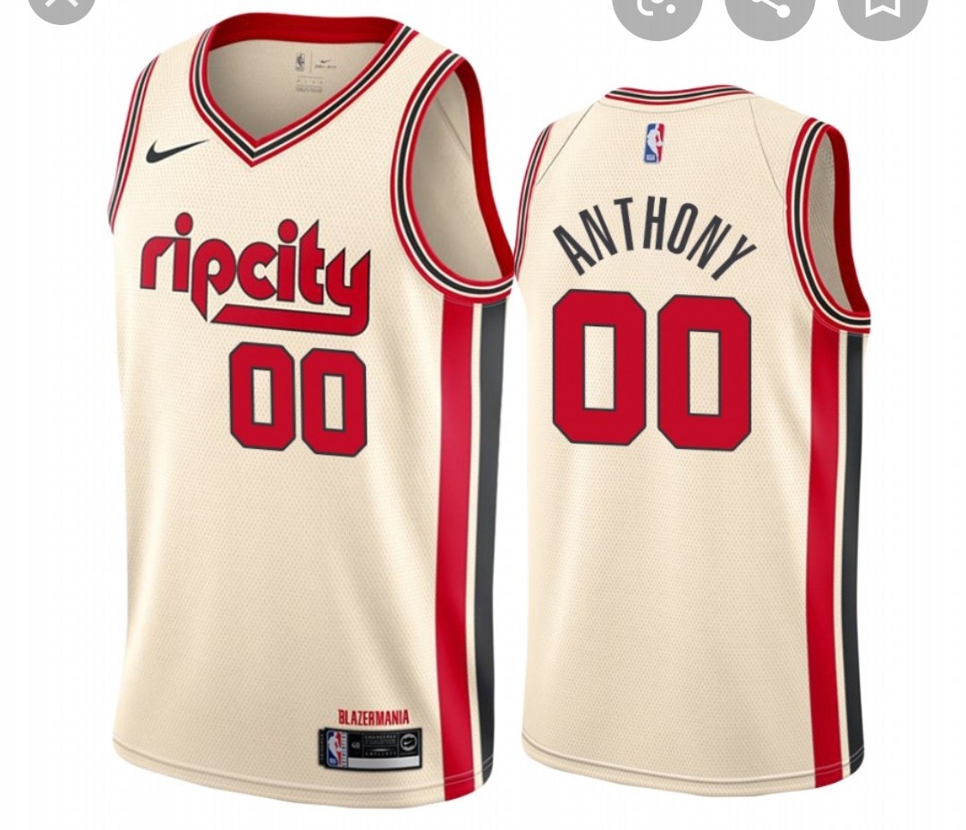 Blazers #00 Carmelo Anthony Cream Basketball Swingman City Edition 2019-20 Jersey