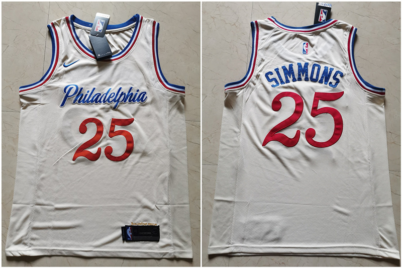 76ers #25 Ben Simmons Cream 2019-20 City Edition Nike Swingman Jersey