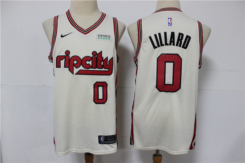 Blazers #0 Damian Lillard Cream 2019-20 Nike Swingman Jersey