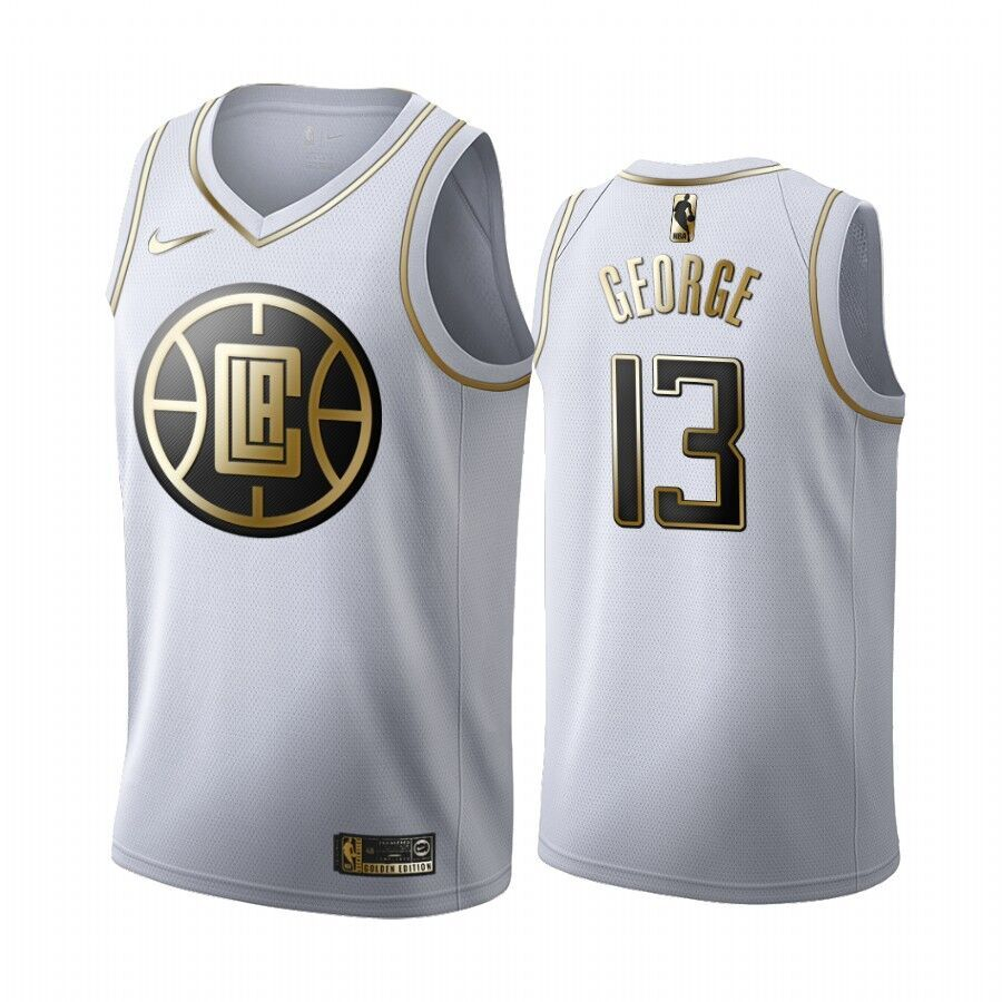 Clippers #13 Paul George White Gold Swingman Jersey