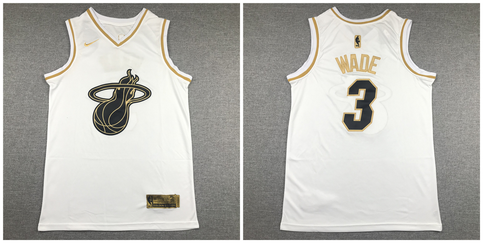 Heat #3 Dwyane Wade White Gold Nike Swingman Jersey