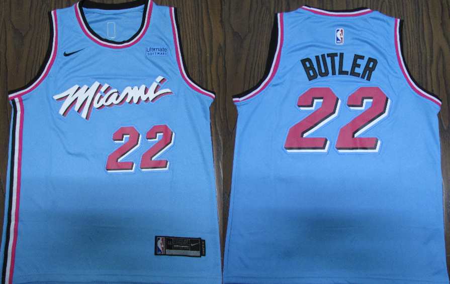 Heat #22 Jimmy Butler Blue 2019-20 Nike City Edition Swingman Jersey
