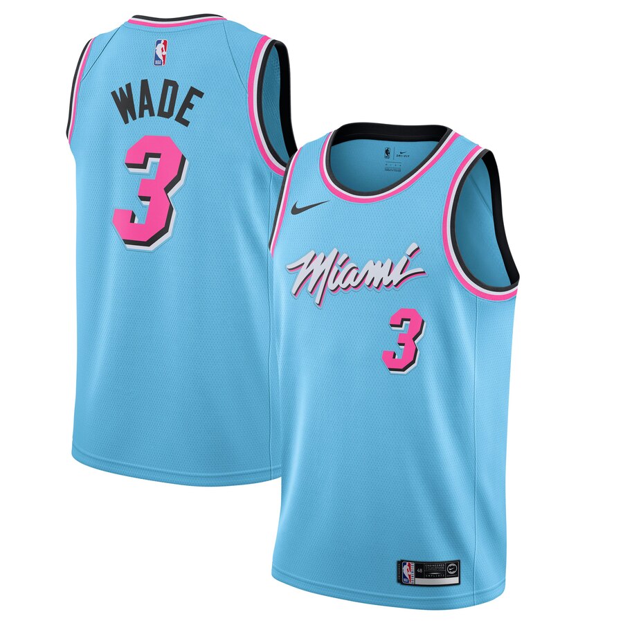 Heat #3 Dwyane Wade Blue 2019-20 Nike City Edition Swingman Jerse