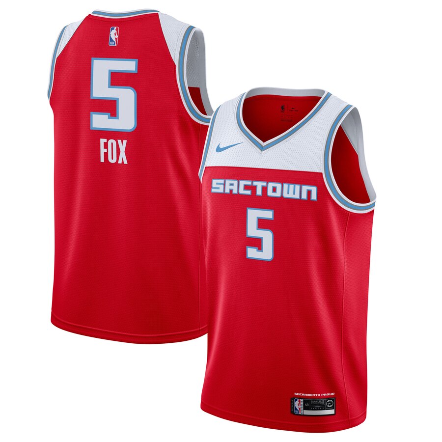 Kings #5 De'Aaron Fox Red 2019-20 City Edition Nike Swingman Jersey