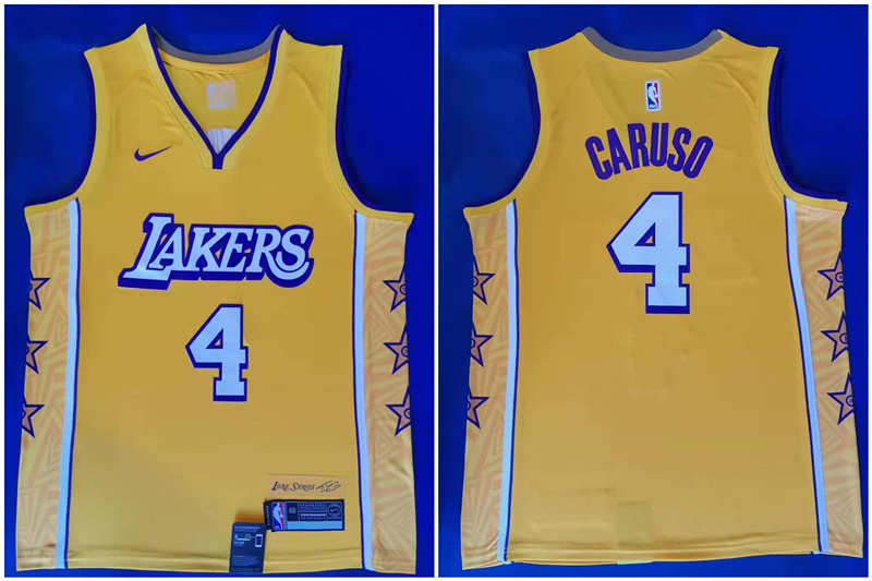 Lakers #4 Alex Caruso Yellow 2019-2020 Nike City Edition Swingman Jersey