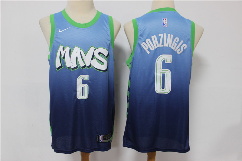 Mavericks #6 Kristaps Porzingis Blue 2019-20 City Edition Nike Swingman Jersey