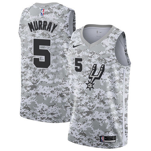 Men's Nike San Antonio Spurs Spurs #5 Dejounte Murray White Camo Basketball Swingman Earned Edition Jersey